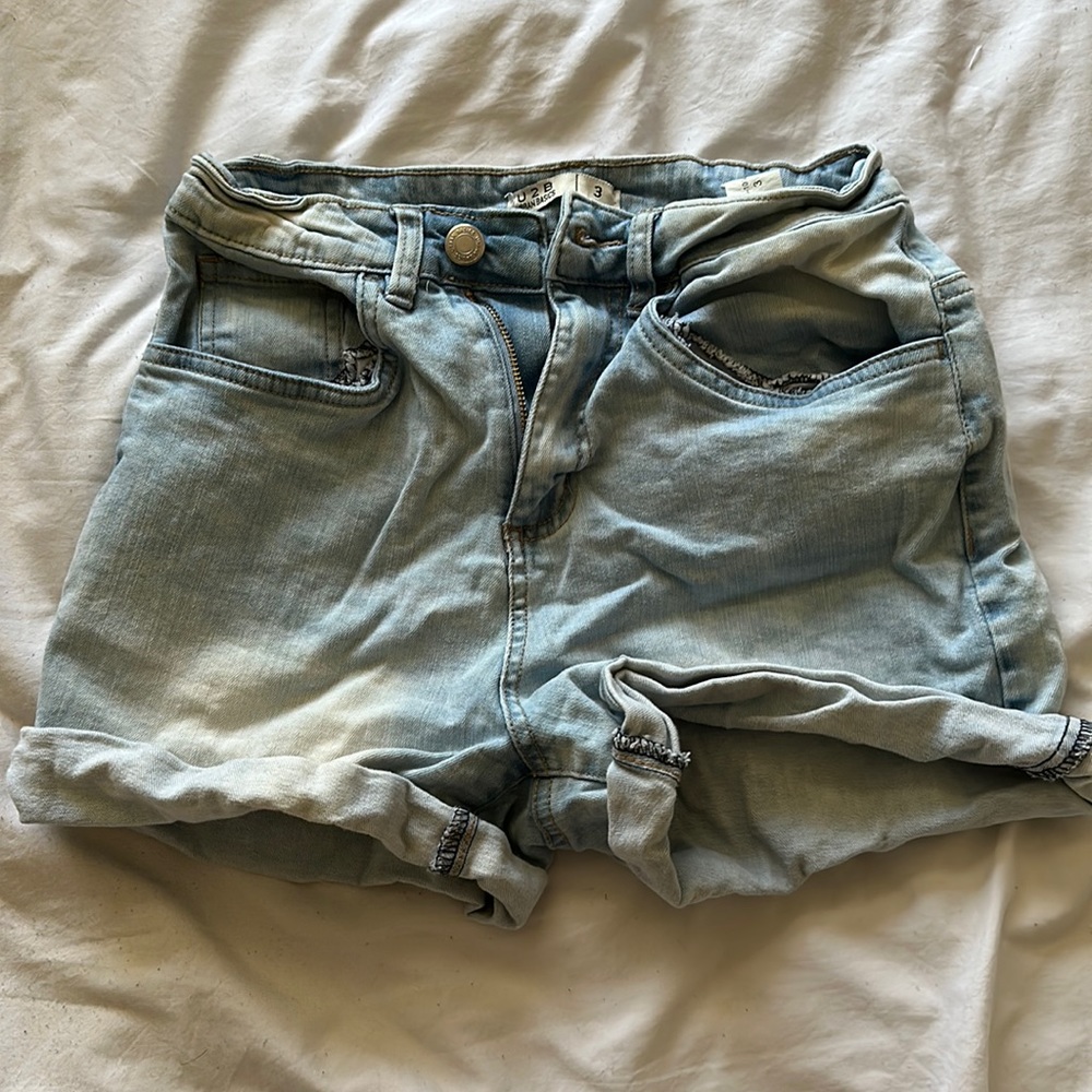 Light blue denim shorts